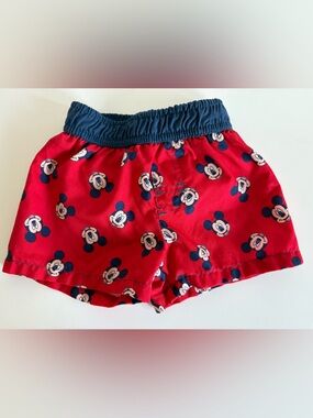 Disney Red Mickey Mouse Swim Shorts with Navy Waistband